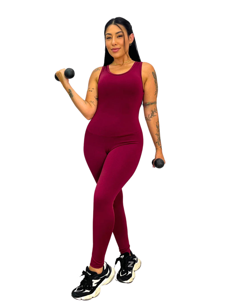Macacão Longo Fitness Feminino – Suplex Liso com Costas Abertas